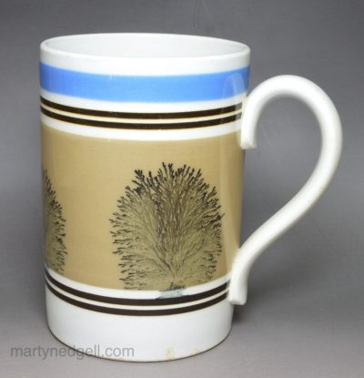 Yorkshire type buff coloured pottery cow and calf, circa 1820