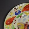 Pearlware pottery child's plate decorated with a print 'GOING TO SCHOOL' and overglaze enamels, circa 1820