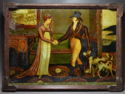 Reverse print on glass 'THE AFFECTIONATE WIFE', circa 1808