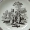 Worcester porcelain saucer decorated with a Robert Hancock print of two milkmaids, circa 1765