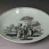 Worcester porcelain saucer decorated with a Robert Hancock print of two milkmaids, circa 1765