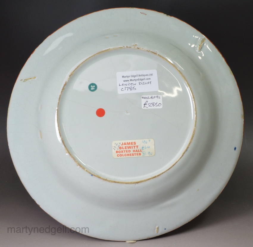 London delft plate decorated with a portrait of Admiral Rodney, circa 1785