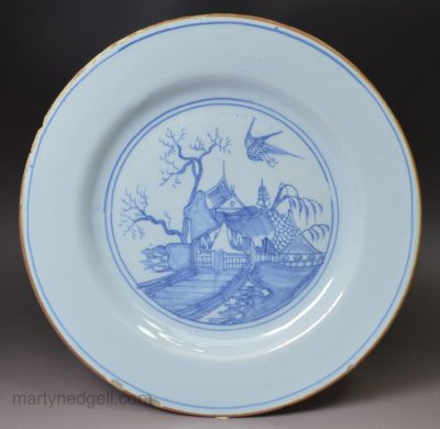 Liverpool delft plate painted in blue, circa 1760