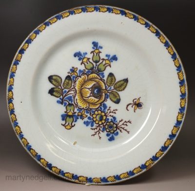 London delft plate, circa 1760