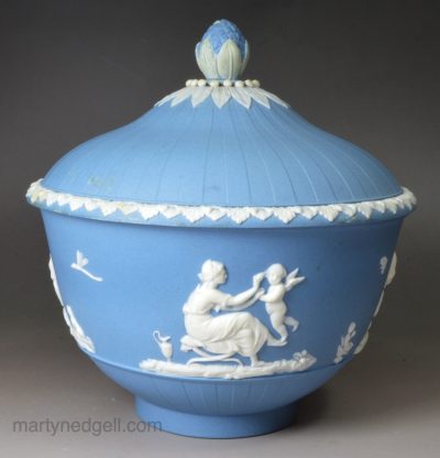 Turner jasper ware sugar pot and cover, circa 1790