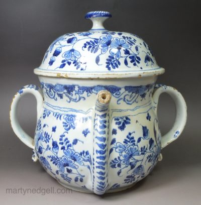London delft posset pot and cover, circa 1700