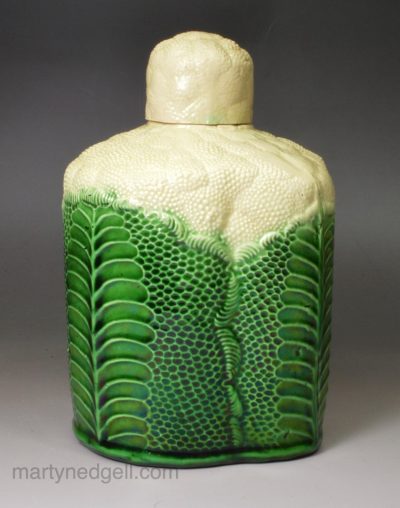 Creamware pottery cauliflower tea canister and lid, circa 1770