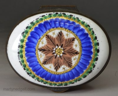Bilston enamel patch box, circa 1780