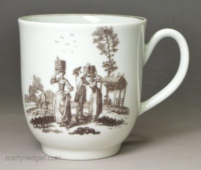 Worcester porcelain coffee cup with Robert Hancock prints, circa 1760