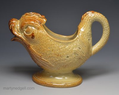 Brown saltglaze stoneware sauce boat, circa 1840 probably Brampton Derbyshire