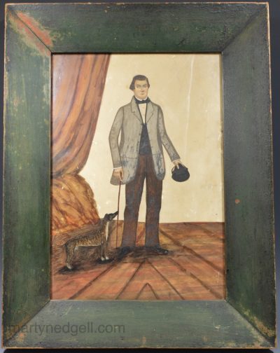 Naive watercolour of a man and his wipe, circa 1830