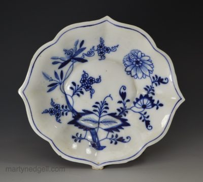 Porcelain saucer decorated in Meissen onion pattern, circa 1870