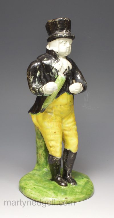 Pearlware pottery figure of Paul Pry, circa 1820