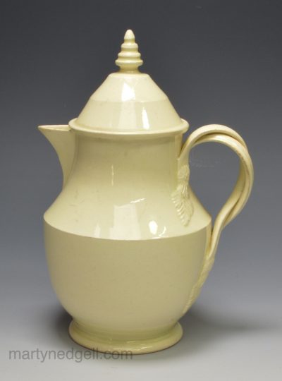 Creamware pottery jug and cover, circa 1780