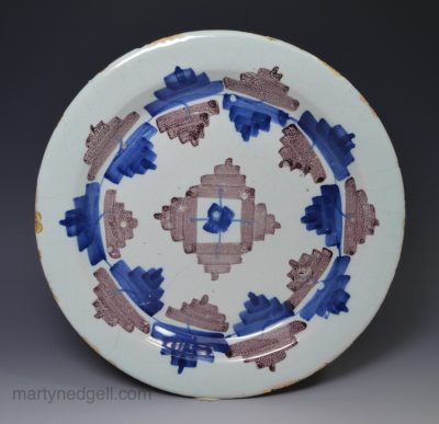 London delft pancake plate, circa 1740