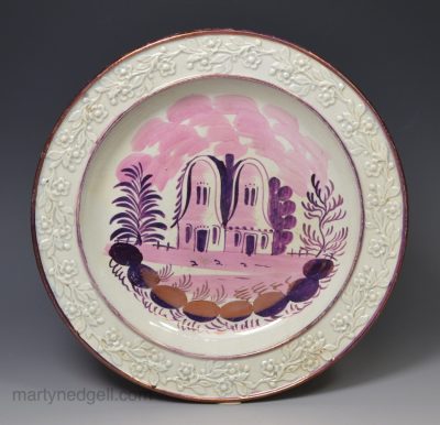 London delft biblical tile of Philip baptising a Eunuch, circa 1740