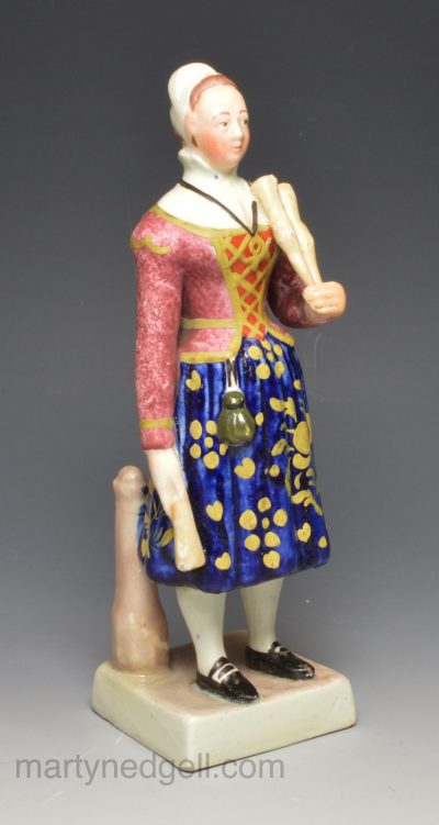 Staffordshire pottery figure of Madame Vestris, Broom Moman, circa 1830