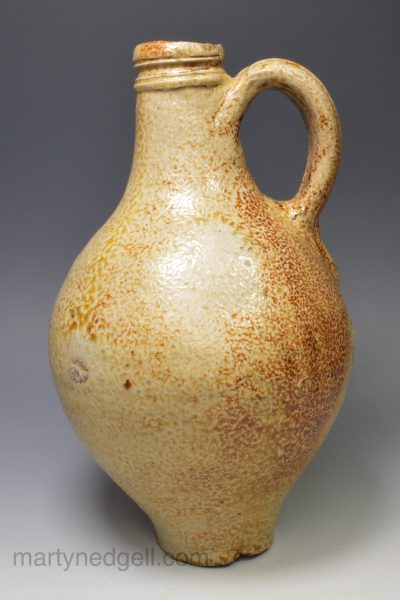 Fulham salt glazed stoneware bottle, circa 1680, John Dwight pottery
