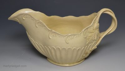 Creamware pottery sauce boat, circa 1780