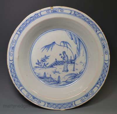 Liverpool delft shallow bowl, circa 1750