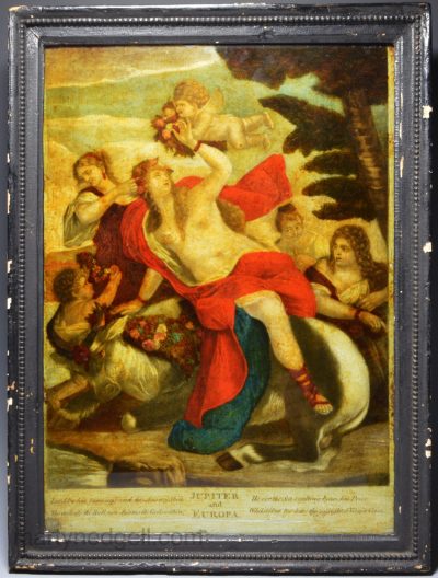 Reverse print on glass 'JUPITER and EUROPA', circa 1780