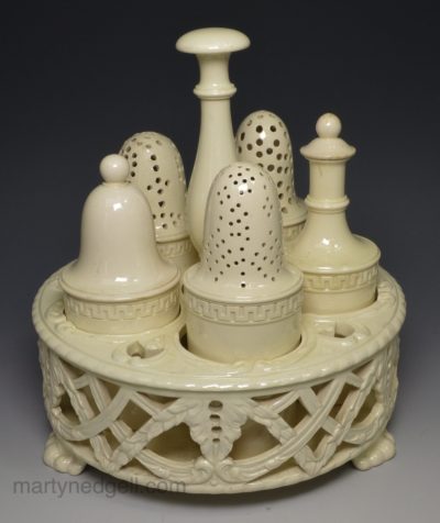 Wedgwood creamware pottery condiment set, circa 1780