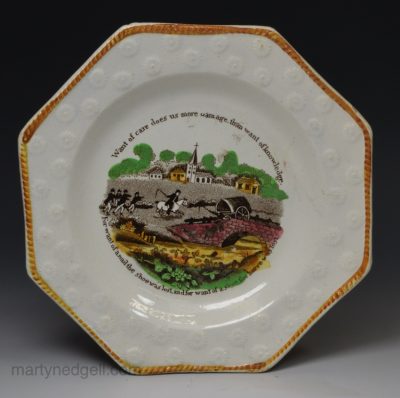 Pearlware pottery child's plate, circa 1840