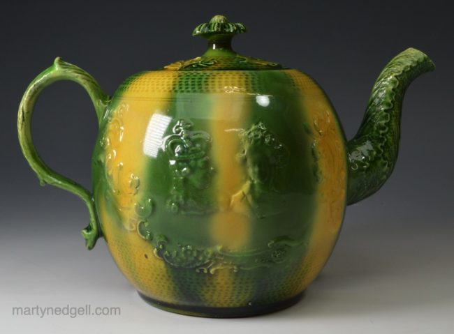 Pierced creamware pottery stand decorated with magenta enamels, circa 1770