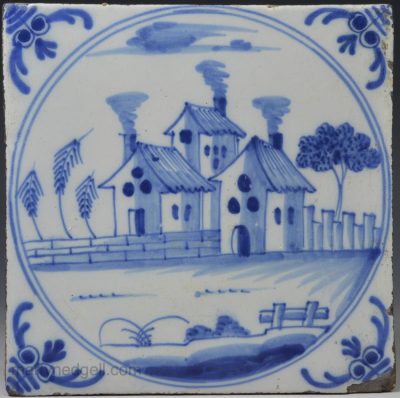 London delft tile decorated in blue, circa 1750