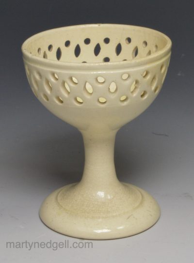 Creamware pottery pierced egg cup, circa 1780