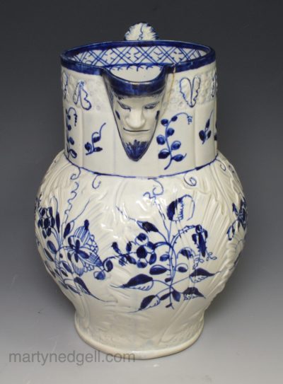 Pearlware pottery cabbage leaf moulded jug, circa 1800