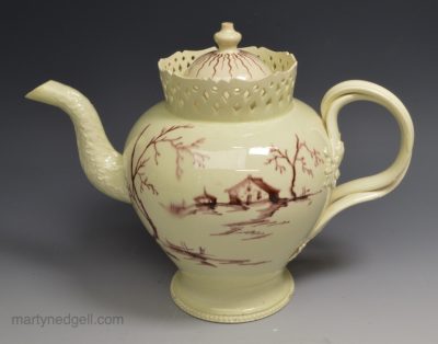 Creamware pottery teapot, circa 1770