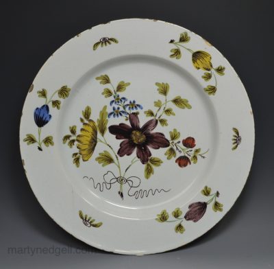 Liverpool delft plate decorated in Fazackerly style, circa 1750