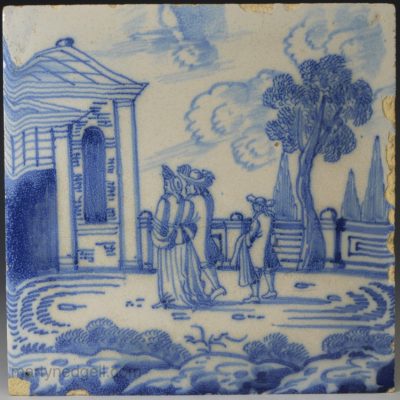 London delft tile painted in blue, circa 1730