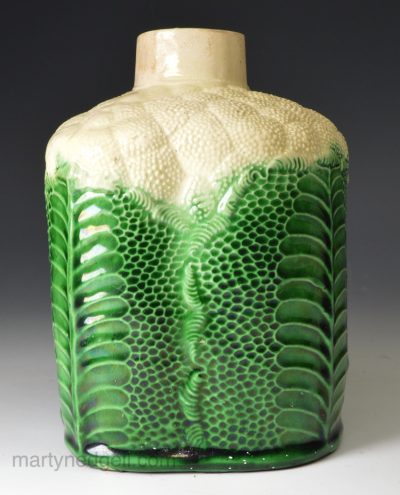 Creamware pottery cauliflower tea canister, circa 1770