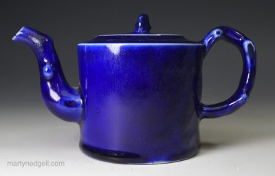 Littler's blue decorated saltglaze stoneware teapot, circa 1760