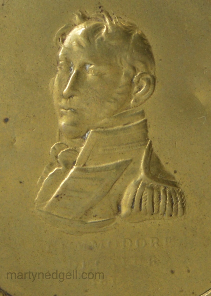 American press brass snuff box 'Commodore Decatur 1816'