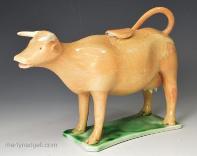 Cow creamer made with a faintly solid agate body, circa 1820