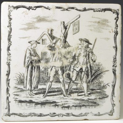 Liverpool delft printed tile, circa 1765