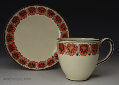 Wedgwood creamware pottery coffee cup and saucer, circa 1800