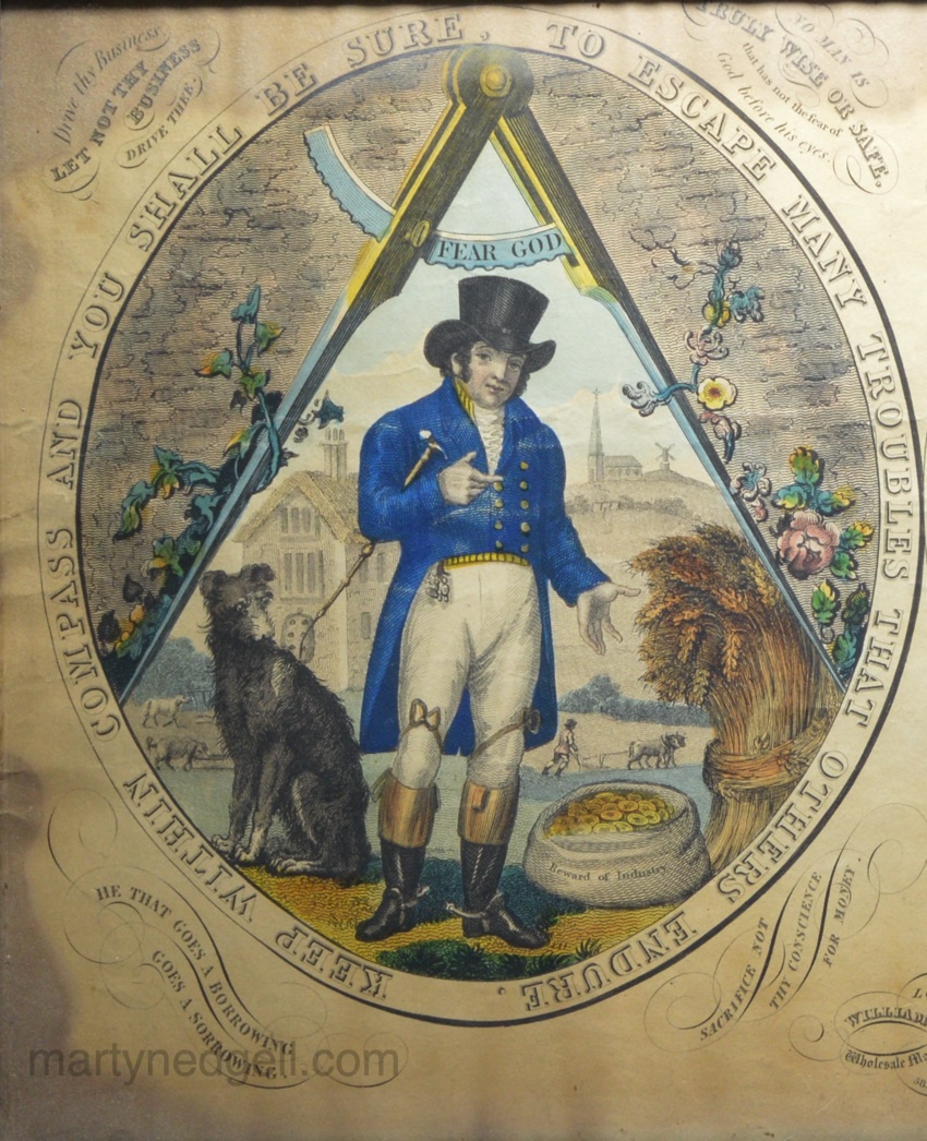 Hand coloured print of 'KEEP WITHIN THE COMPASS', circa 1820