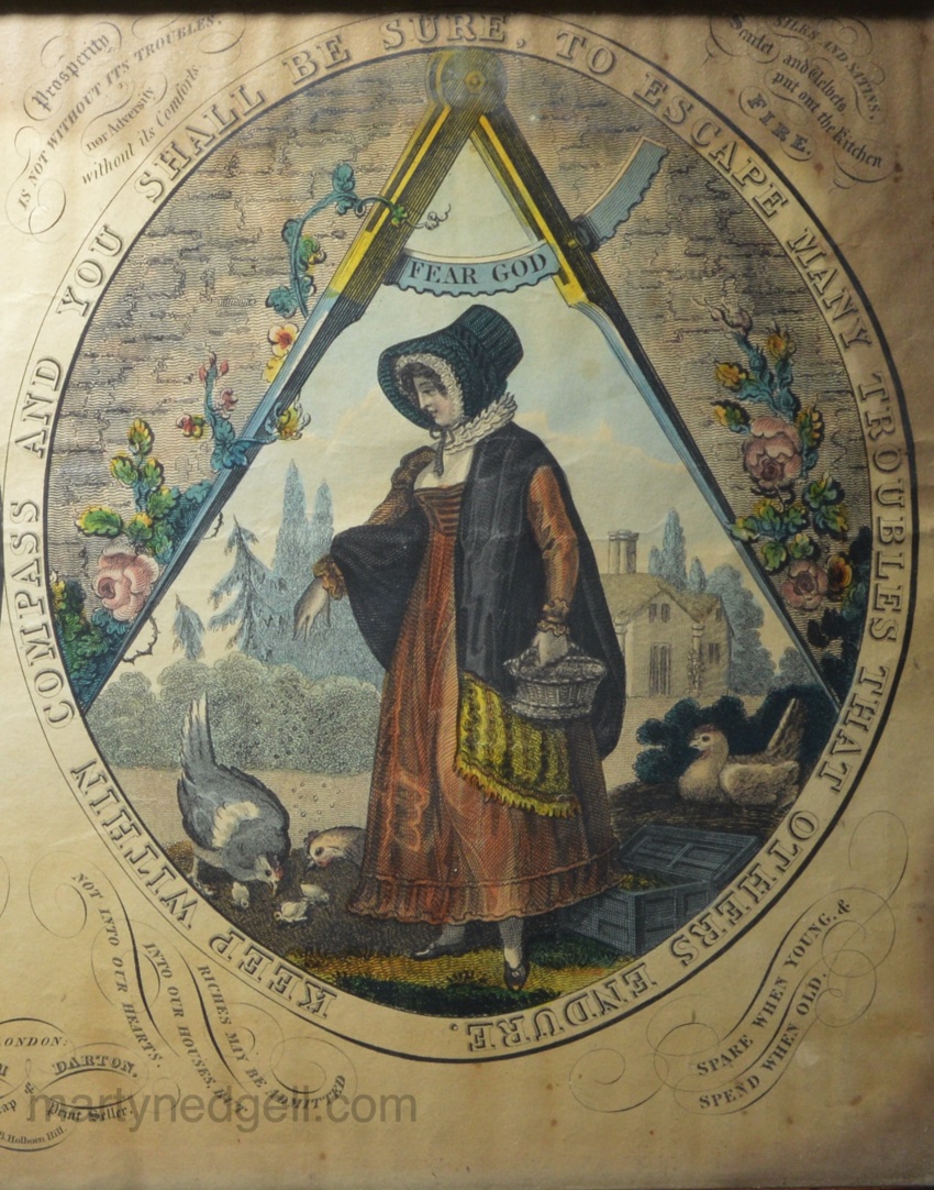 Hand coloured print of 'KEEP WITHIN THE COMPASS', circa 1820