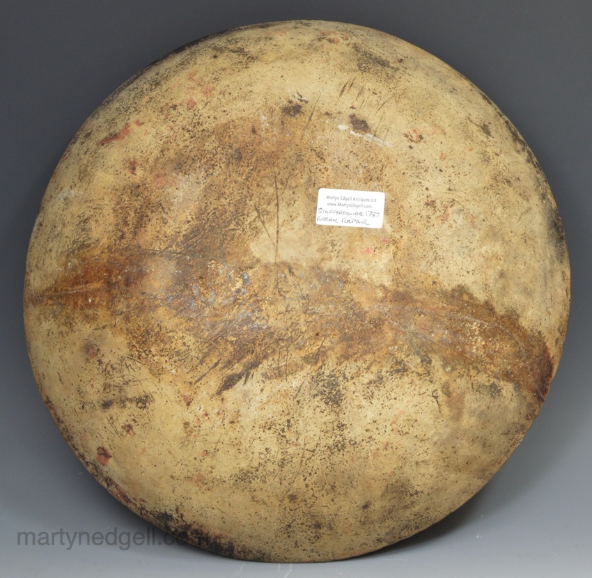 Staffordshire slipware dish with a bird dated 1787