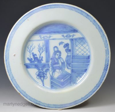 Liverpool delft plate painted in blue, circa 1750