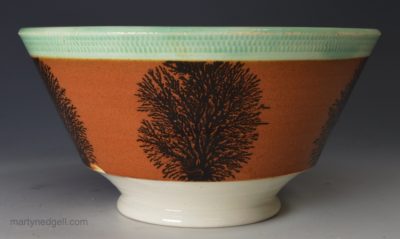 Small mochaware bowl, pearlware pottery, circa 1820
