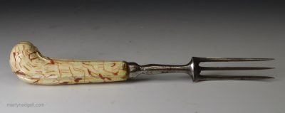 Fork with an solid agate ware handle, circa 1770 probably Apt Pottery France
