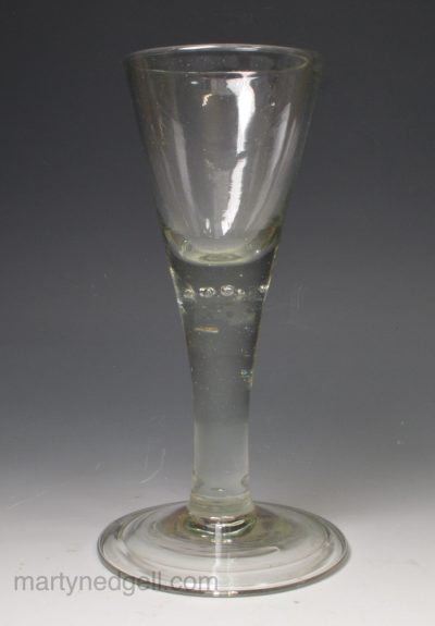 Continental soda wine glass with a folded foot, circa 1750