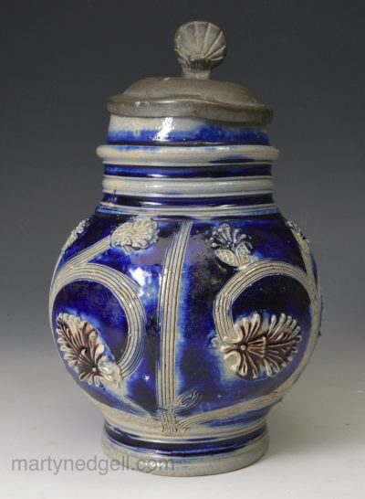 Small Westerwald saltglaze stoneware jug, circa 1690