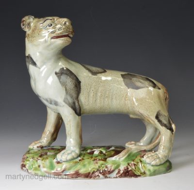 Staffordshire pearlware pottery large cat, circa 1820