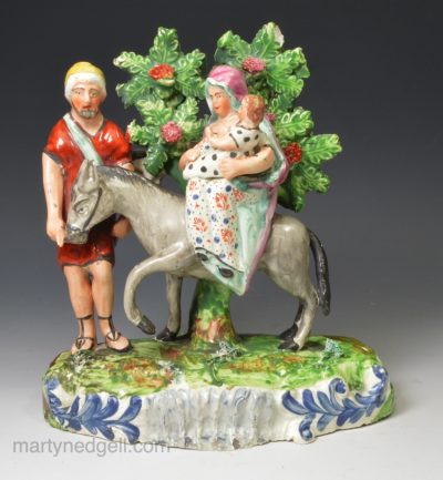 Staffordshire pearlware pottery bocage figure Return from Egypt, circa 1820